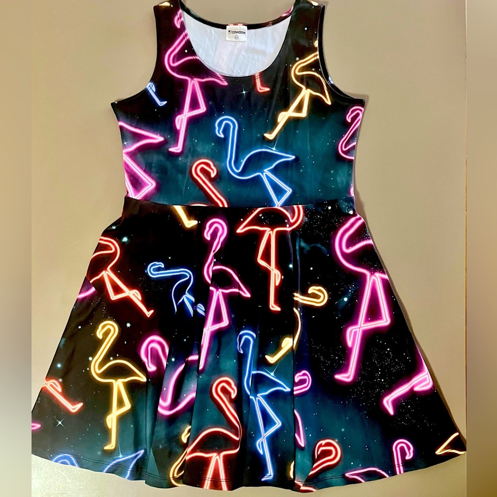 Neon Flamingo Skater Dress